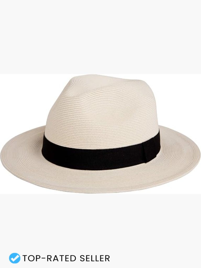 Straw Fedora Hat Upf50+ Breathable Packable Travel Beach Adjustable Chin Strap